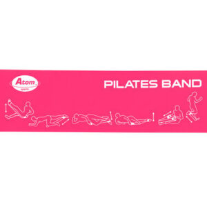 Pinkki Atom Pilates -jumppanauha ergonomisilla kahvoilla ja kuvallisilla harjoitusohjeilla.