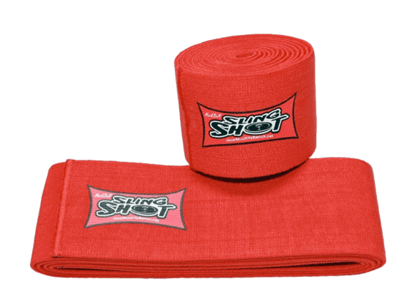 Punaiset Super Shot -polvisiteet voimaharjoitteluun ja polvitukeen raskaissa nostoissa.