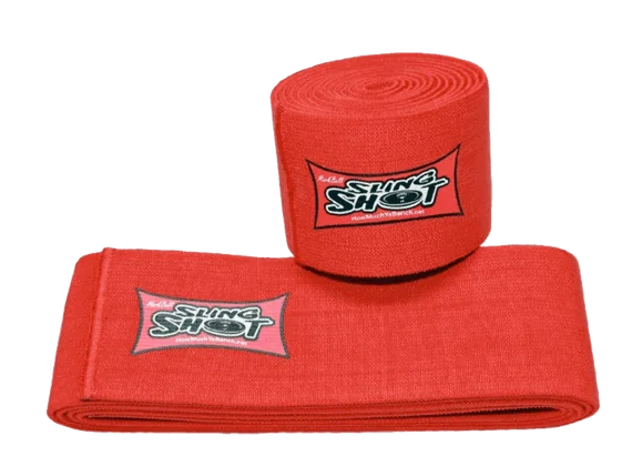 Punaiset Super Shot -polvisiteet voimaharjoitteluun ja polvitukeen raskaissa nostoissa.