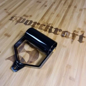 Musta SportKraft-pyörivä kahva bambualustalla, tyylikäs ja laadukas kuntosaliväline.