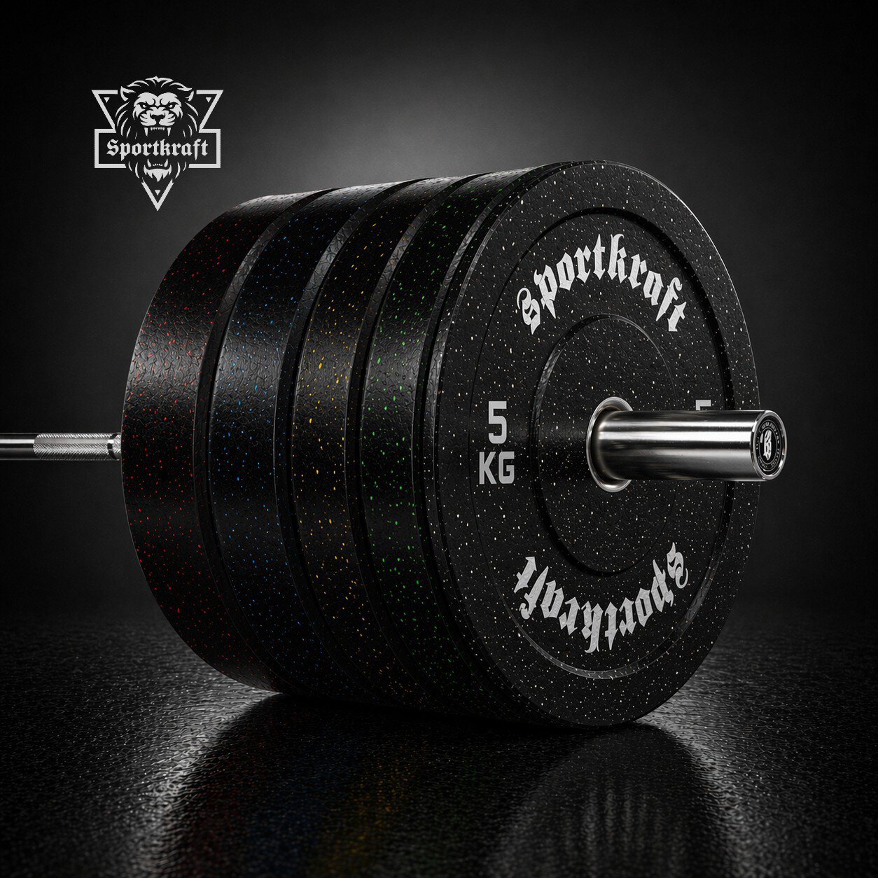 SportKraft rouhekumi bumper-levypainosarja 100kg ja 150kg hiutaleväri