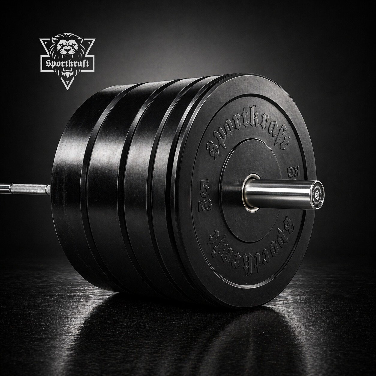 SportKraft musta bumper-levypainosarja 100kg ja 150kg luonnonkumista