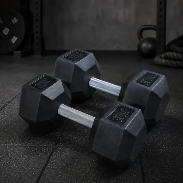 SportKraft Hex käsipainot 30kg kuusikulmaiset kumipinnoitetut käsipainot kuntosali
