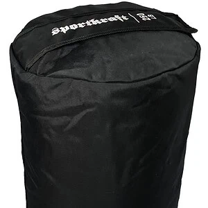 Musta SportKraft hiekkasäkki voimaharjoitteluun ja kuntoiluun, kestävä sylinterimäinen treeniväline.