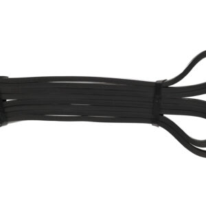 Mustat joustavat kuminauhat toimisto- ja askartelukäyttöön vaalealla taustalla.