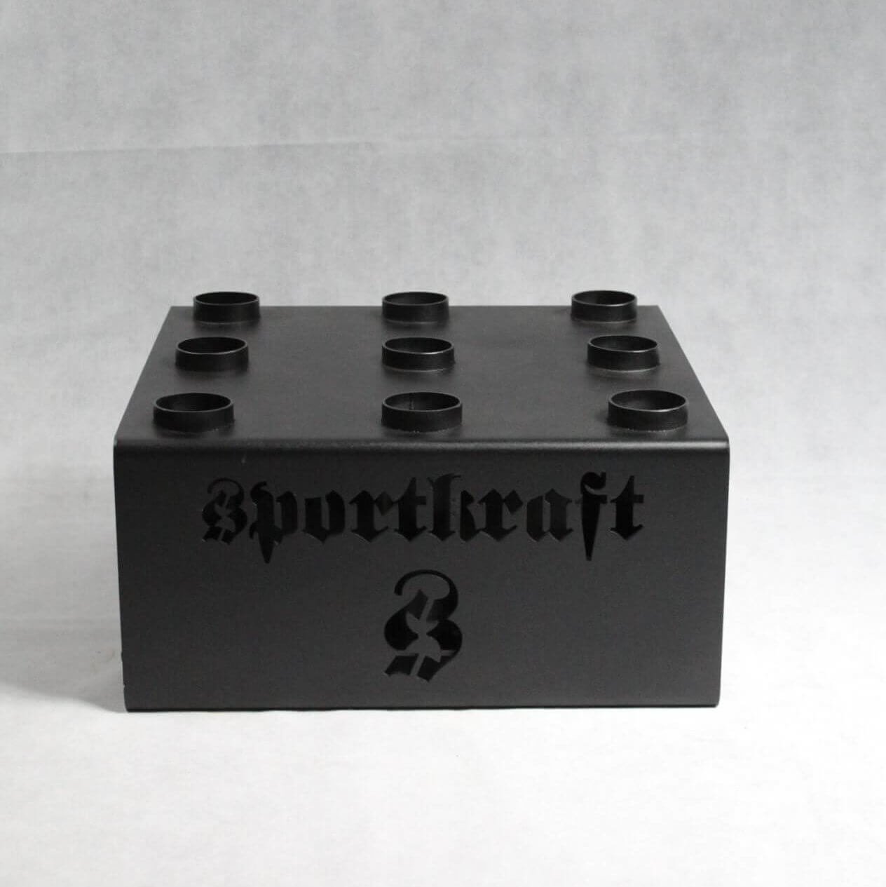 Musta SportKraft 9 tangon tankoteline, moderni ja tyylikäs kuntosalivaruste.