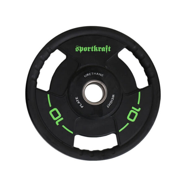 SportKraft Premium PU levypaino 10kg vihreä tri-grip