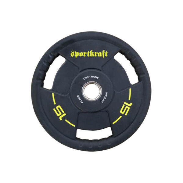 SportKraft Premium PU levypaino 15kg keltainen ammattikayttoon