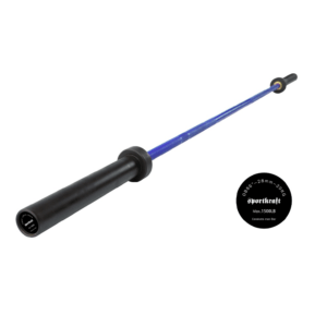 Sininen SportKraft-voimatanko 150 kg, kestävä kuntosalille ja tehokkaaseen voimaharjoitteluun.
