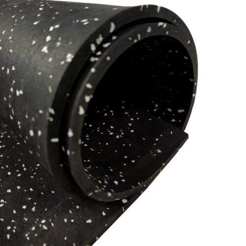 Lähikuva hajuton EPDM-kumimatto 6mm musta harmailla colour flake hiutaleilla