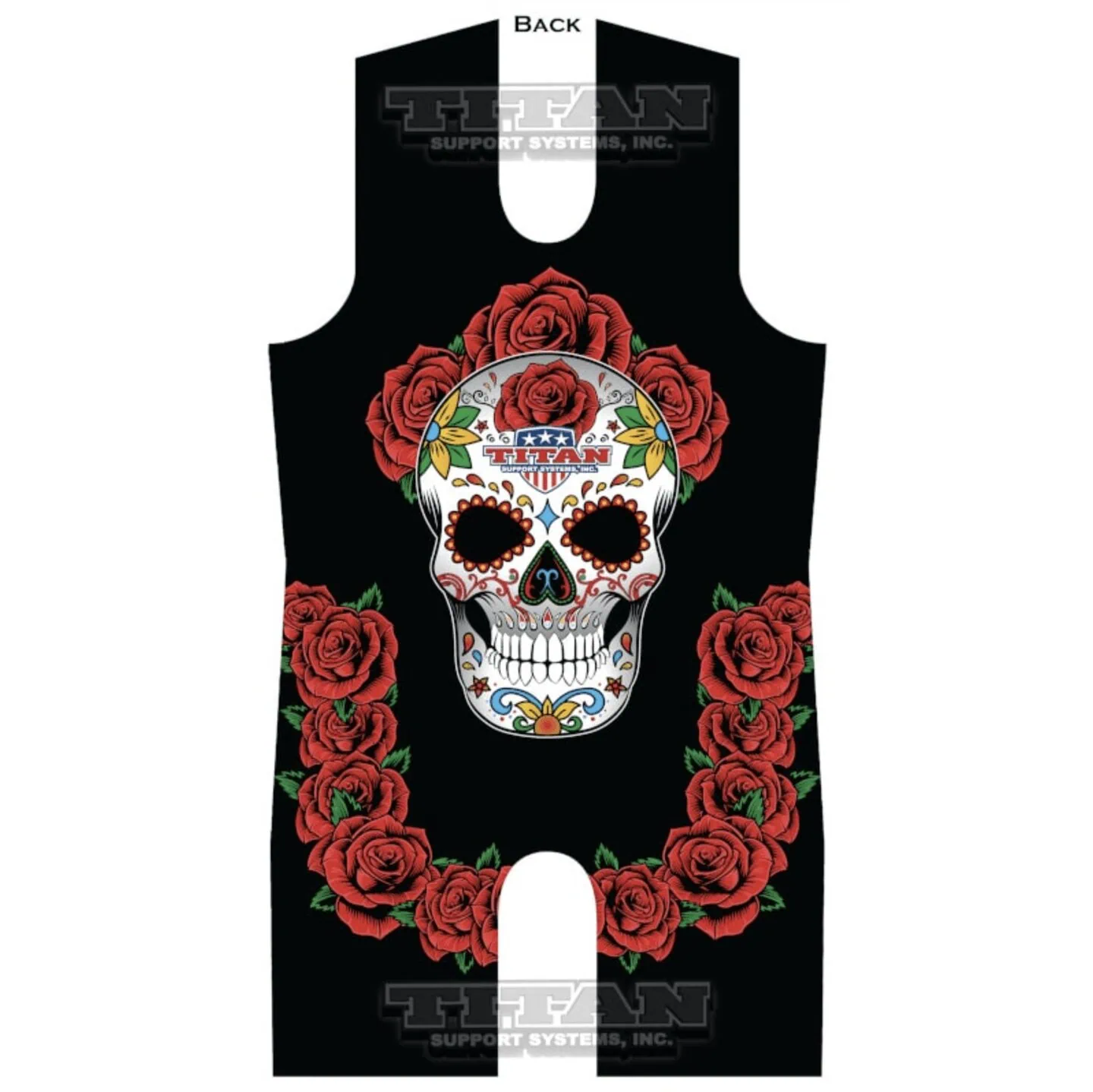 Pääkallo ruusujen ympäröimänä