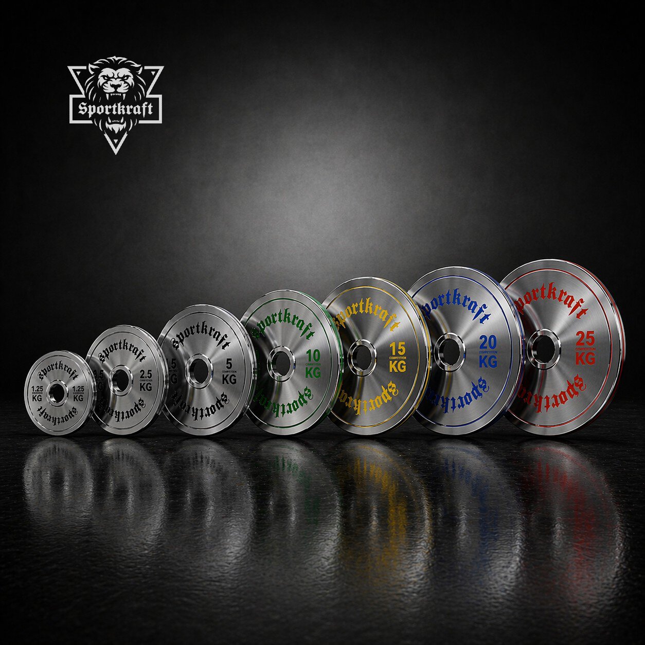SportKraft kalibroitu levypainosarja, kromi 157.5kg - 507.5kg kuntosalille