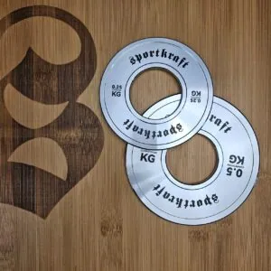 SportKraft kalibroitu teräslevypaino, kromi 0,25kg-0,5kg