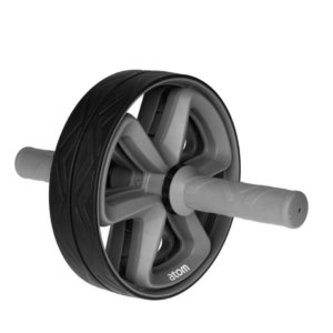 Ergonominen musta-harmaa ab roller tehokkaaseen keskivartalo- ja vatsalihastreeniin kotona tai salilla.