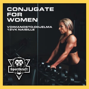 Voimakas nainen nostaa painoja – 12 viikon voimanosto-ohjelma naisille, Sportkraft.