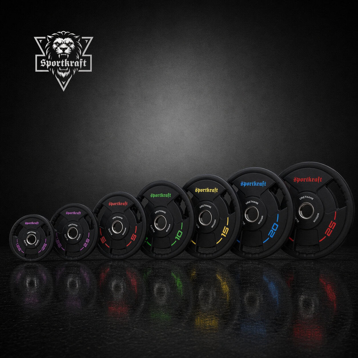 SportKraft Premium PU levypainosarja 100kg-450kg tukkualennus