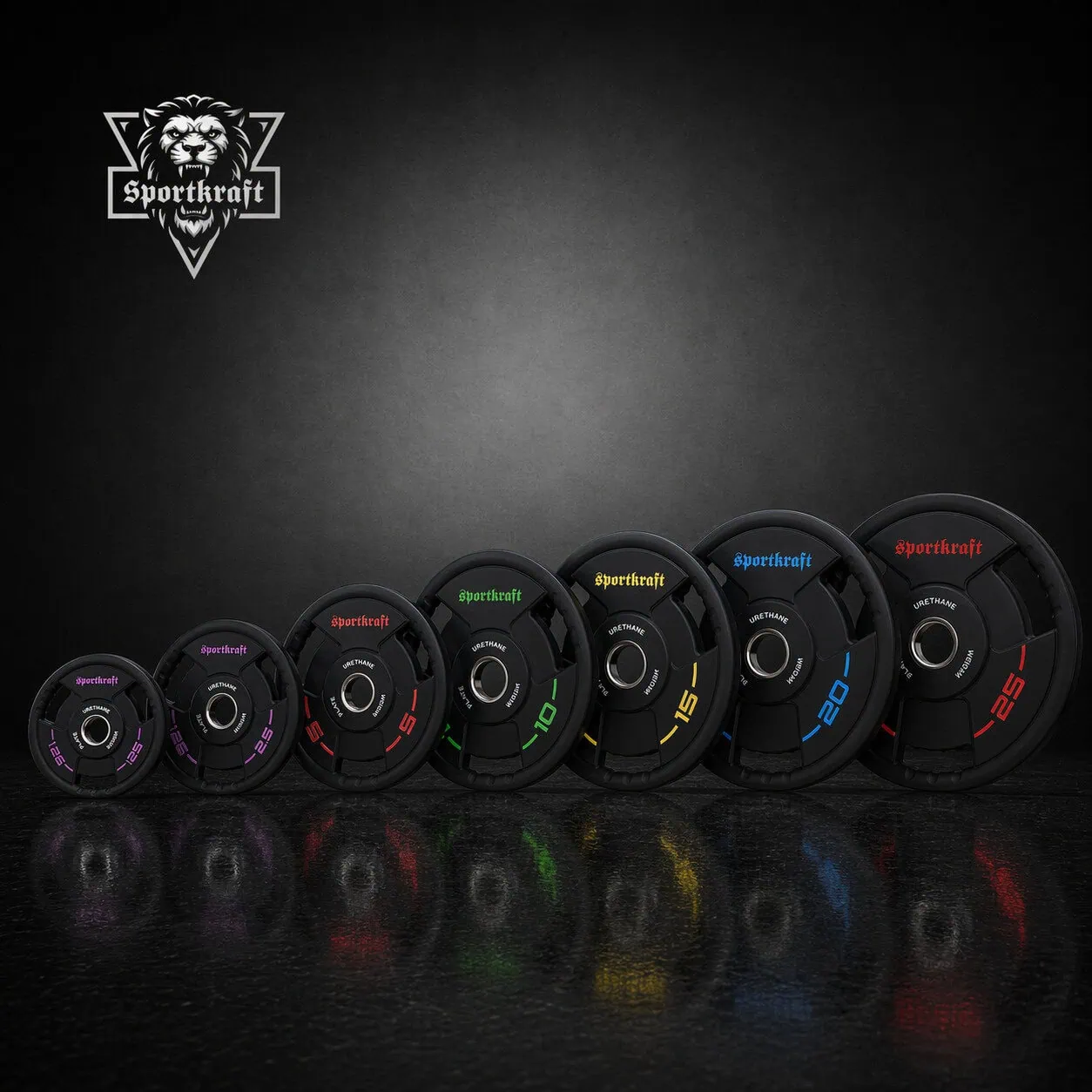 SportKraft Premium PU levypainosarja 100kg-450kg tukkualennus